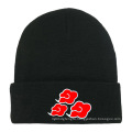 rubber badge patch Jacquard knit winter hat